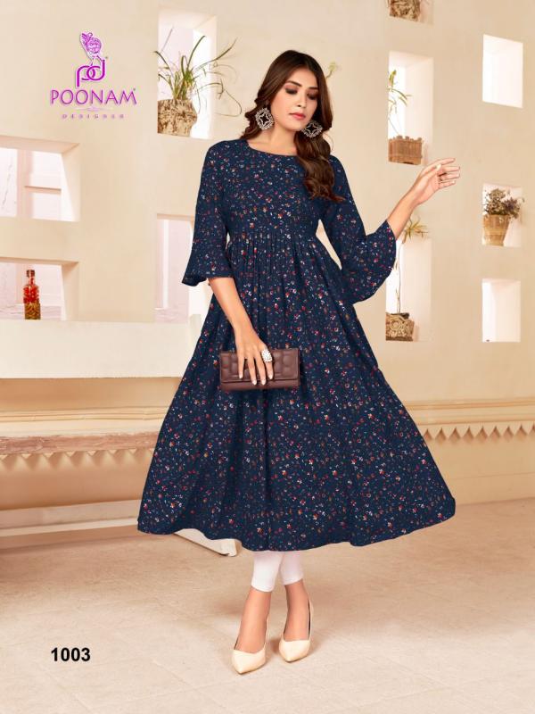 Poonam Crush Print Designer Printed Long Kurti